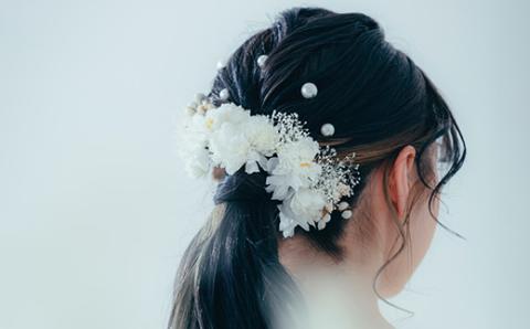 【布花アクセサリー】白い小花のヘッドアクセサリーset