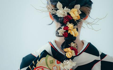 【布花アクセサリー】パンジーと赤ツメ草のヘッドアクセサリーset