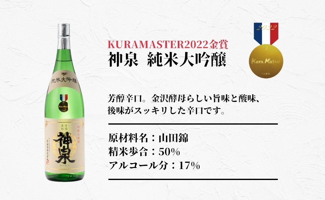 神泉純米大吟醸 1800ml 純米大吟醸酒 日本酒 一升瓶  石川県 小松市 北陸