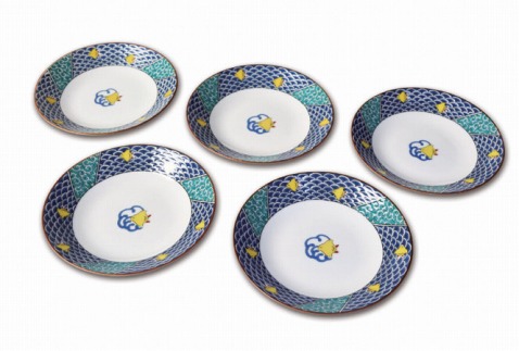 九谷焼 八趣皿（4号）５枚セット お皿 食器  石川県 小松市 北陸