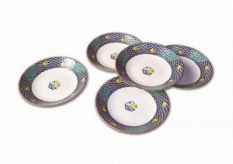 九谷焼 八趣皿（5号）５枚セット