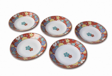 九谷焼 八趣皿（4号）５枚セット お皿 食器  石川県 小松市 北陸