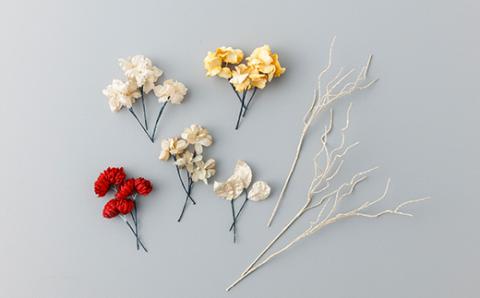 【布花アクセサリー】パンジーと赤ツメ草のヘッドアクセサリーset