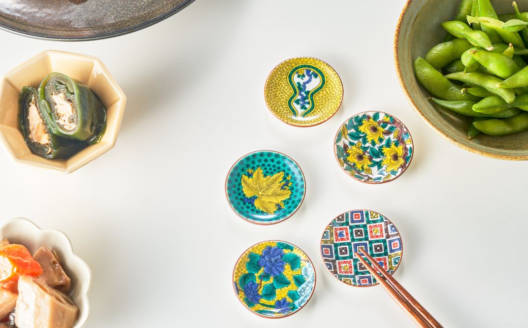 【九谷焼】姫皿（はしおき）5枚 名品コレクション 箸置き 食器  石川県 小松市 北陸