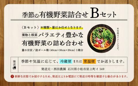 季節の有機野菜詰合せ Ｂセット 【西田農園】オーガニック野菜詰め合わせ  石川県 小松市 北陸