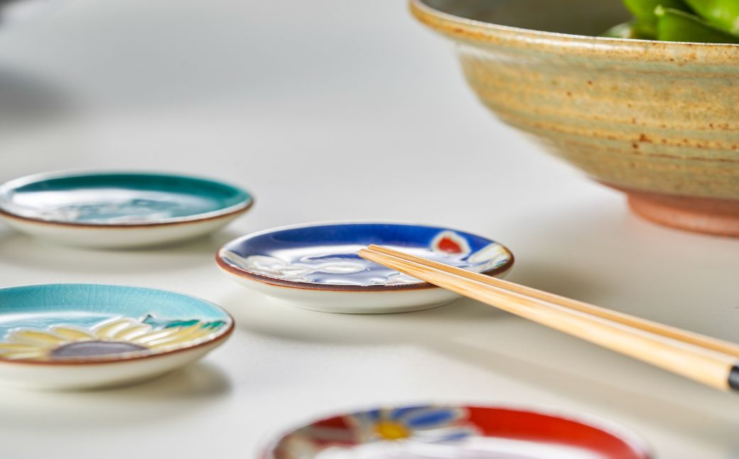 【九谷焼】姫皿（はしおき）5枚 四季の花 箸置き 食器  石川県 小松市 北陸