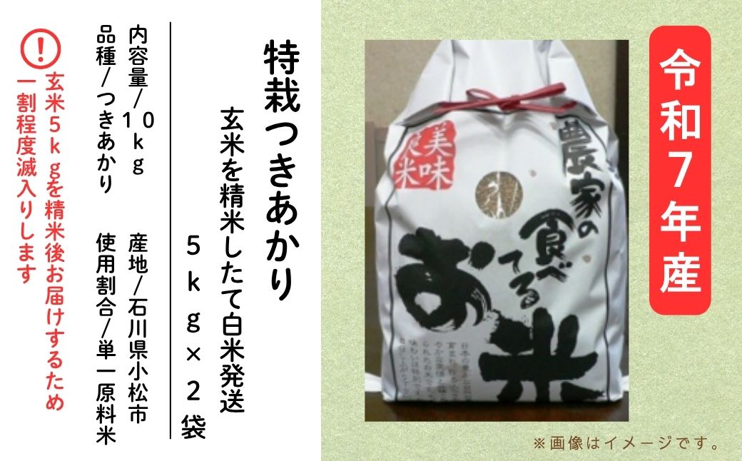 つきあかり玄米 10kg 5kg×2袋 精米したて｜石川県 小松市 有限会社のむら農産