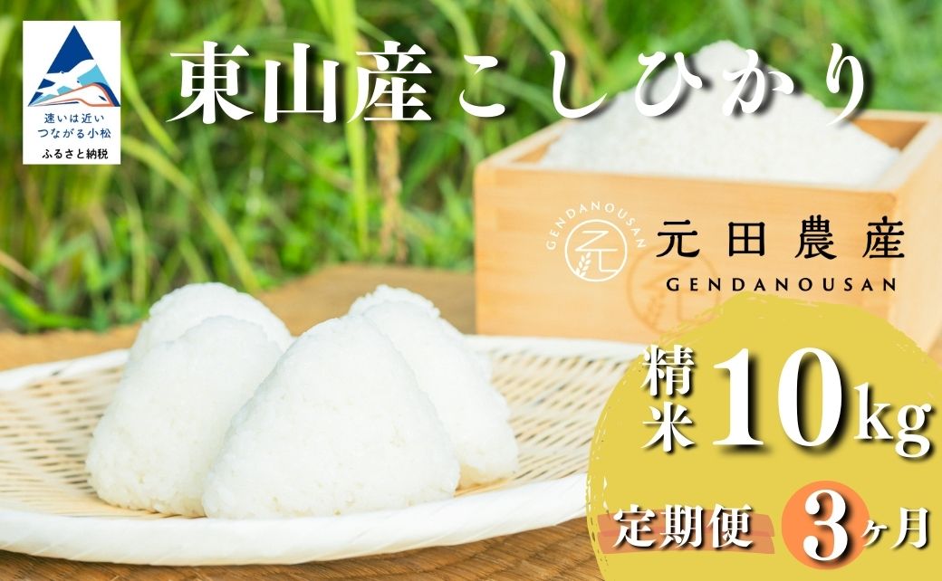 【定期便】令和7年産 コシヒカリ 精米 10kg×3ヶ月（毎月）お米 白米 こしひかり｜石川県 小松市 【元田農産】