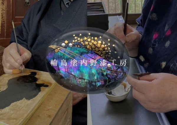 金と貝の蒔絵 四角 ピアス wa047-037