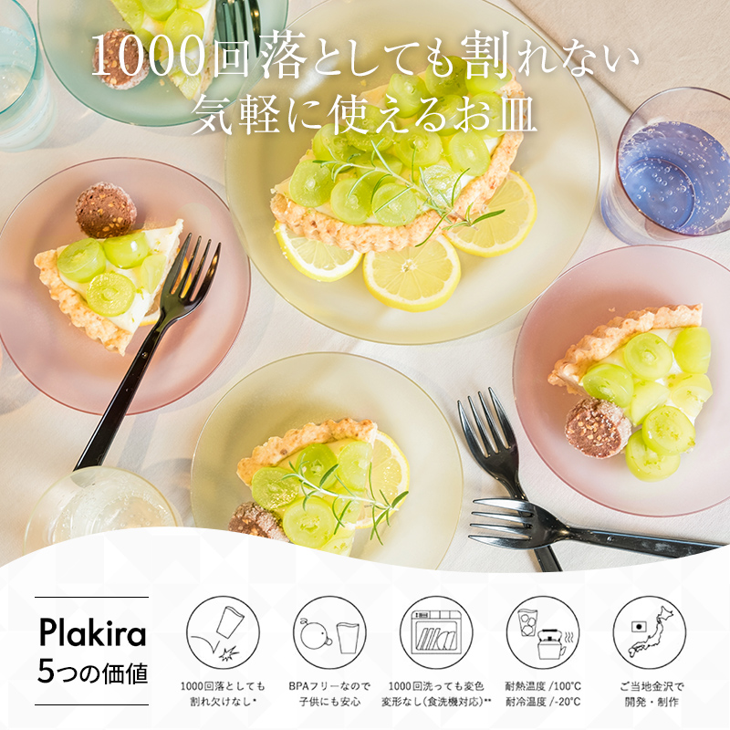 【生涯割れない保証付き】ゆらぎプレート2枚セット（Sピンク/Mイエロー） F6P-0012