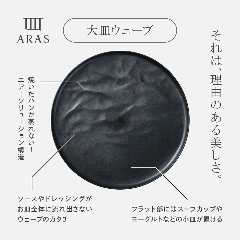 ARAS 大皿ウェーブ 27cm 【カラー：ピンクグレー】 プレート 割れない 保証付き ARAS エイラス 色が選べる 皿 食器 うつわ 贈り物 ギフト 1.5万円 15000円 F6P-2025 ピンクグレー
