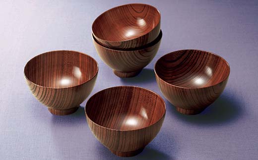 山中塗 多用丼5客揃 漆 うるし 漆塗り お椀 木製 加賀製 汁椀 F6P-2439