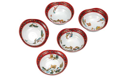 九谷焼 小鉢揃 木の実絵変り 5個組 小鉢 盛り鉢 テーブルウェア 食器 伝統 工芸品 装飾品 F6P-2856