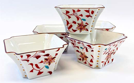 九谷焼 小鉢揃 花唐草 5個組 小鉢 盛り鉢 テーブルウェア 食器 九谷焼 伝統 工芸品 装飾品 F6P-2857