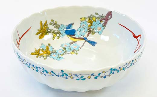 九谷焼 鉢 桜に鳥 伝統 工芸品 装飾品 盛り鉢 テーブルウェア 食器 プレゼント ギフト 贈り物 石川県 加賀市 F6P-2858