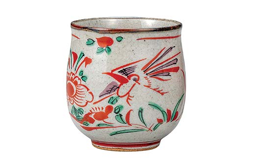 九谷　夫婦湯呑　赤絵　アンティーク 鮮やかな梅の絵付け◇九谷焼 赤絵金彩夫婦湯呑み ペア湯呑み