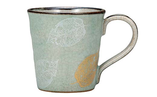 九谷焼 マグカップ 葉紋 食器 コップ 日本製 ギフト プレゼント F6P-2874