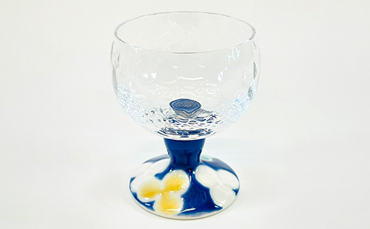 九谷和グラス　馬上グラスクローバー（ブルー） F6P-3148
