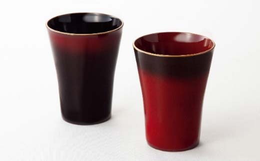 山中塗 ペアカップ 漆器 セット 黒 朱 F6P-2437