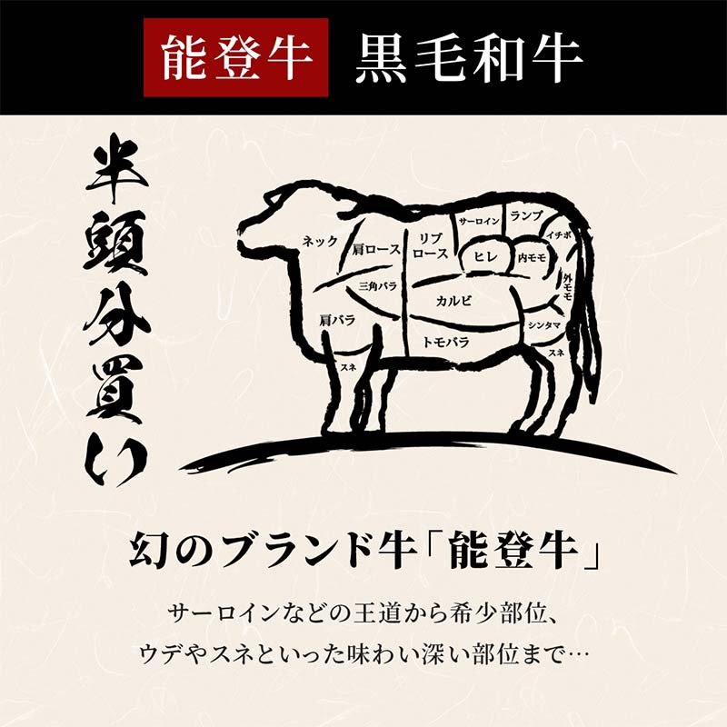 【和牛セレブ】【2026年1月以降発送】能登牛 半頭買い（一括配送） 牛肉 最高級 半頭買い 黒毛和牛 能登牛 和牛セレブ F6P-2158