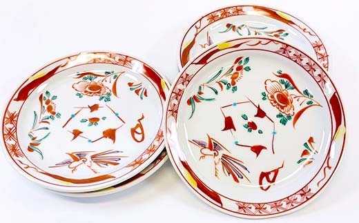 九谷焼 皿揃 赤呉須 5枚組 食器 お皿 日本製 ギフト プレゼント F6P-2849