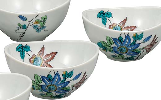 九谷焼 小鉢揃 鉄仙 5個組 小鉢 クレマチス 盛り鉢 テーブルウェア 食器 伝統 工芸品 装飾品 F6P-2854