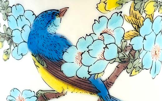 九谷焼 マグカップ 桜に青い鳥 食器 コップ 日本製 ギフト プレゼント F6P-2876