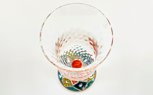 九谷和グラス 冷酒グラス古九谷菱紋 工芸品 グラス コップ 食器 F6P-3154