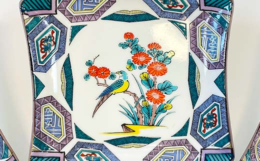 九谷焼 皿揃 古九谷花鳥絵変り 5枚組 食器 お皿 日本製 ギフト プレゼント F6P-2850