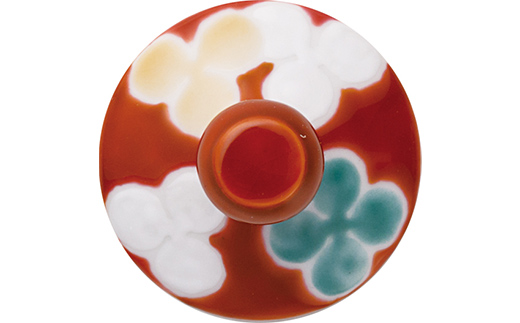 九谷和グラス　馬上グラスクローバー（レッド） F6P-3147