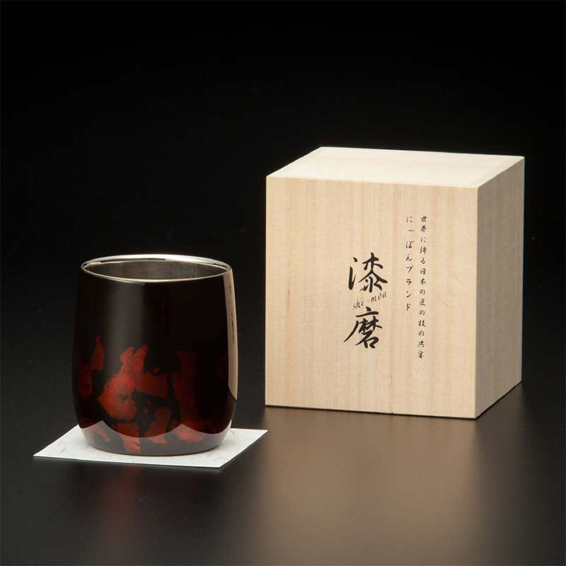 山中塗 士作手塗り 漆磨 カップ二重ダルマ 黒 金箔華 切り回し 1客 250ml 漆磨カップ コップ カップ 贈答 贈り物 父の日 母の日 敬老の日 記念日 贈り物 ギフト 伝統工芸 工芸品 国産 日本製 F6P-0609