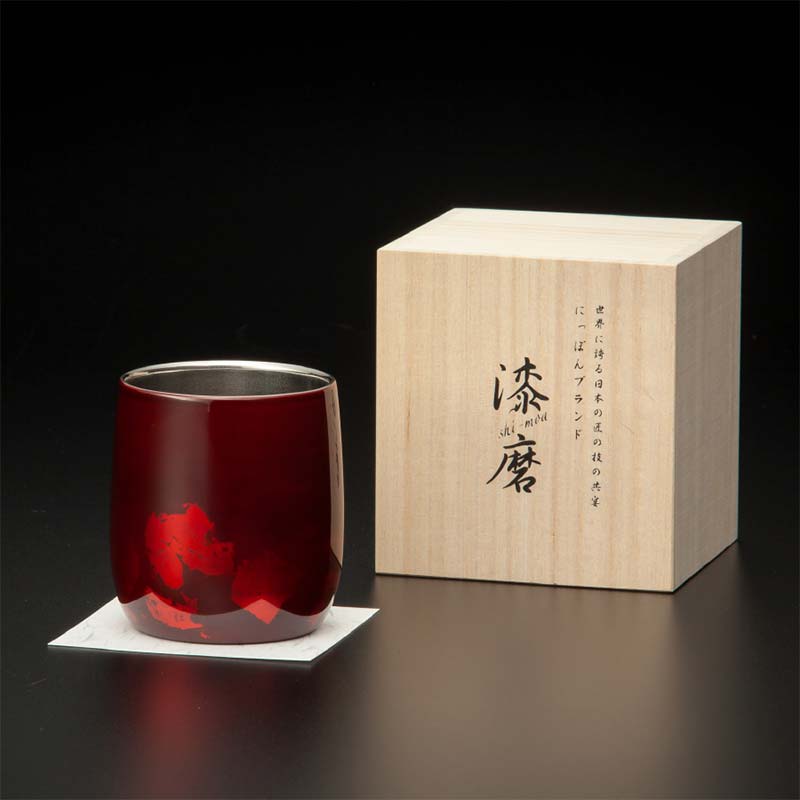 山中塗 士作手塗り 漆磨 カップ二重ダルマ 赤 金箔華切り回し 1客 250ml 漆磨カップ コップ カップ 贈答 贈り物 父の日 母の日 敬老の日 記念日 贈り物 ギフト 伝統工芸 工芸品 国産 日本製 F6P-0610