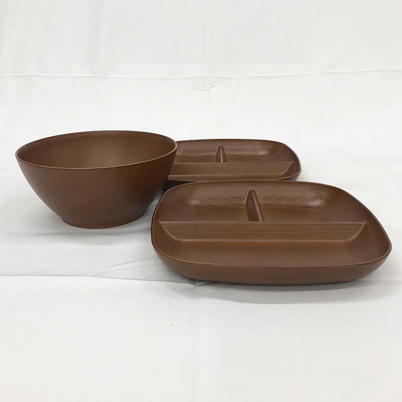 山中塗 サラダボール&角仕切プレートセット 食器 セット 木製風 サラダボール プレート 家庭用電子レンジ対応 食器洗い乾燥機対応 伝統工芸 工芸品 日本製 F6P-0469