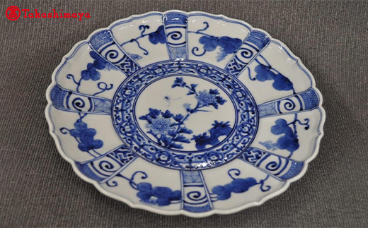 加賀九谷焼〈山本長左〉　7号平皿　宝珠唐草【高島屋選定品】［60C0294］ F6P-1568