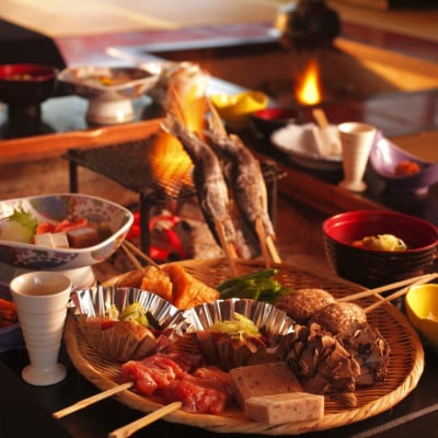 自然派な料理旅館【一里野高原ホテルろあん】1泊2食いろり炭火膳基本プランペア宿泊券