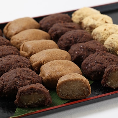 旅館の手作りおはぎ【あずき・玄米あずき・きなこ・もち麦】の4種食べ比べセット　無添加【配送不可地域：離島】