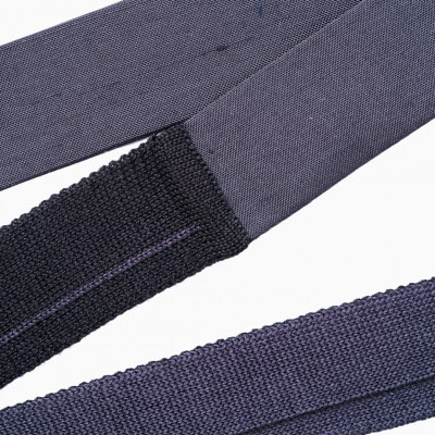 【牛首紬×MIZEN】KIMONOニット　ミニタイ - 牛首紬　男物先染め無地「黒」