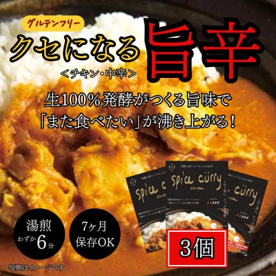 発酵スパイスカレー3個 ★5種のスパイスと白山麓のW発酵 芳醇な香り＆クセになる旨辛 グルテンフリー【配送不可地域：離島】