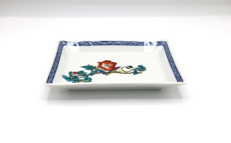 九谷焼 5.8号長角皿揃・花鳥絵変わり(5枚組)