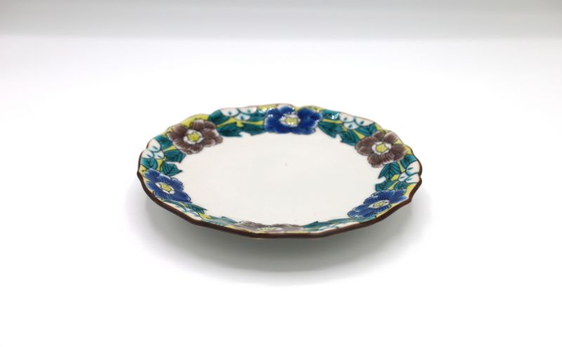 九谷焼 4.5号皿揃・吉田屋牡丹(5枚組)