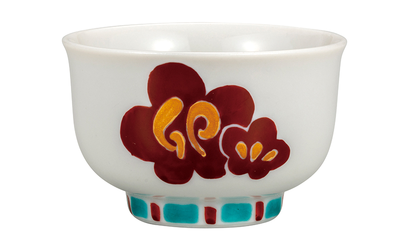 九谷焼　 組盃　朱彩十二支