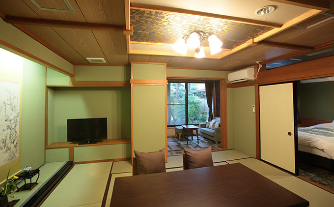 辰口温泉 まつさき【桃山庵 侘助の間】1泊2食付きペア宿泊券（2名様分） 温泉半露天風呂付（和洋室）