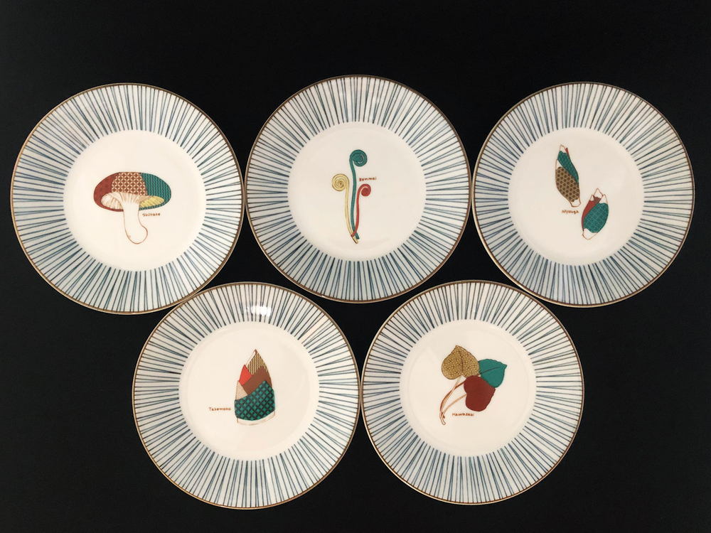 九谷焼　5.2号皿揃　山の幸 （5枚セット）a01