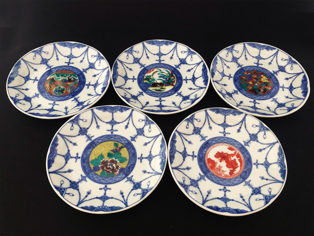 九谷焼　5.2号皿揃　時代絵 （5枚セット）a01