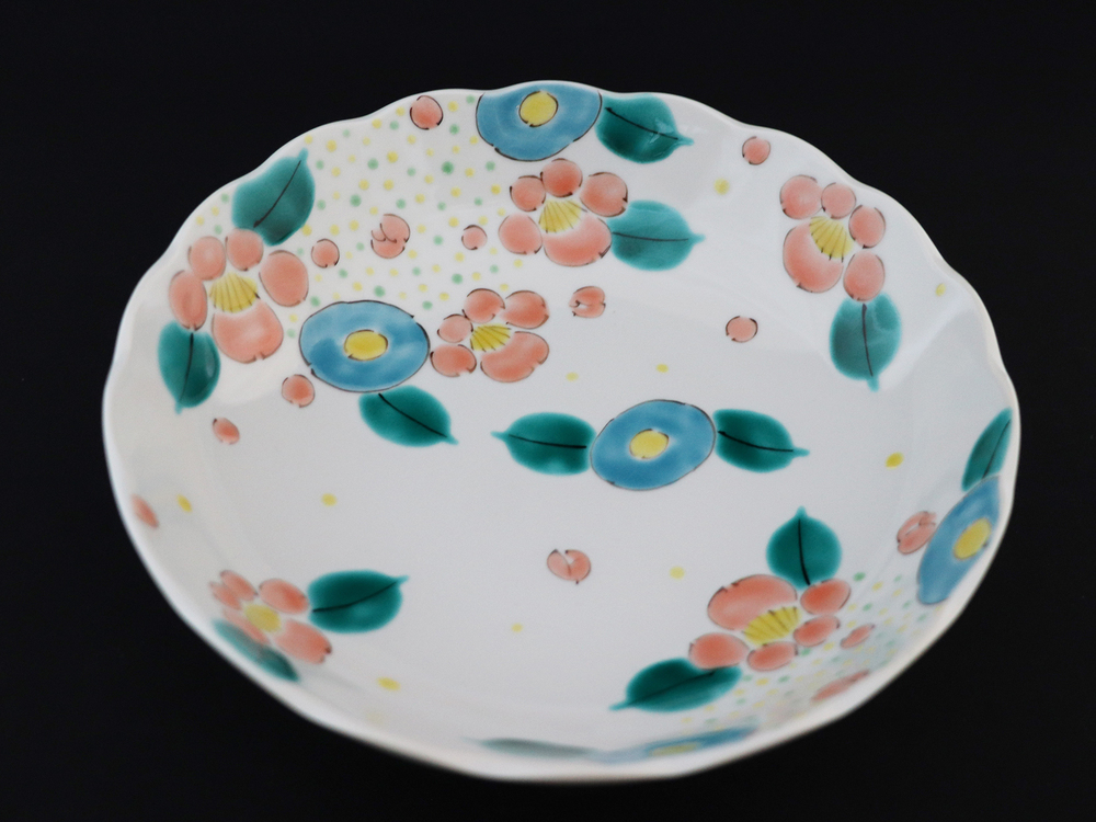 九谷焼　 7号鉢　花ちらし　a01