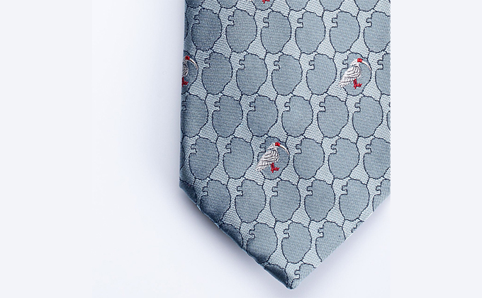 石川の朱鷺ネクタイ 【青】