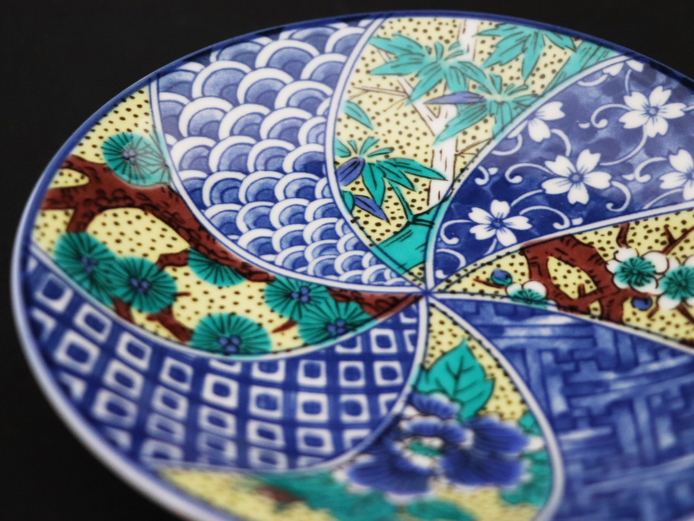 九谷焼　5.5号皿揃　吉田屋松竹梅 （5枚セット）a01