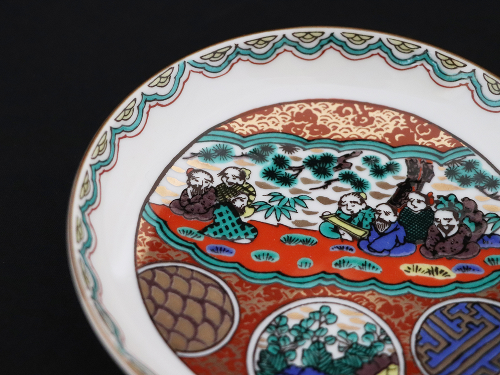 九谷焼　4.2号皿揃　時代絵 （5枚セット）a01