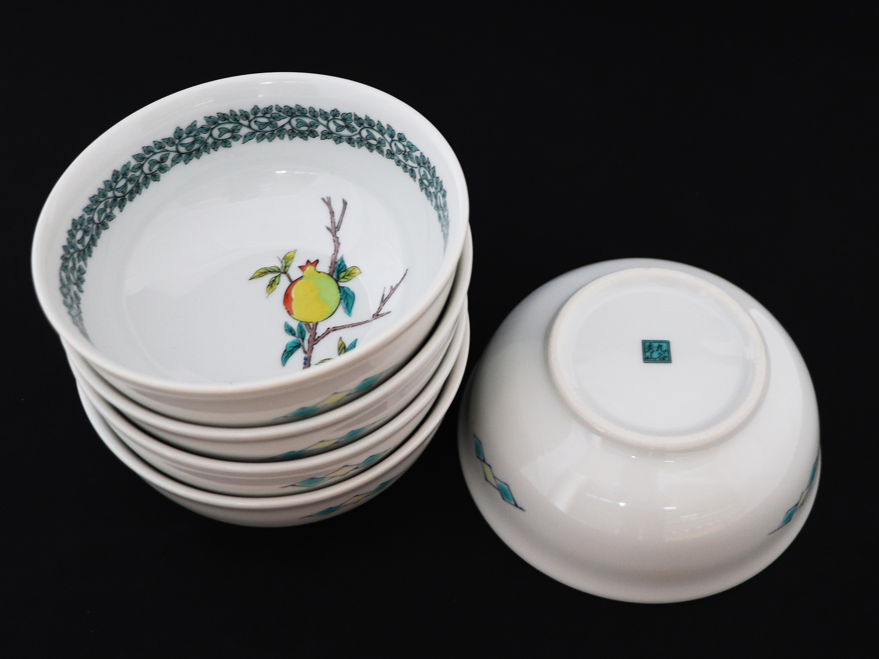 九谷焼　4.2号小鉢揃　花鳥絵変り （5枚セット）a01