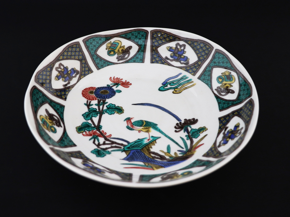 九谷焼　 7号鉢　古九谷花鳥　a01